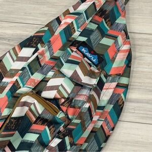 Kavu | Multicolor Rope Sling Crossbody Backpack Bag - Coastal Blocks Pattern